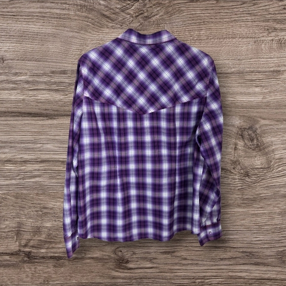 Outback Trading Co. Purple Button Down Plaid Shirt Size 1X - Picture 2 of 6